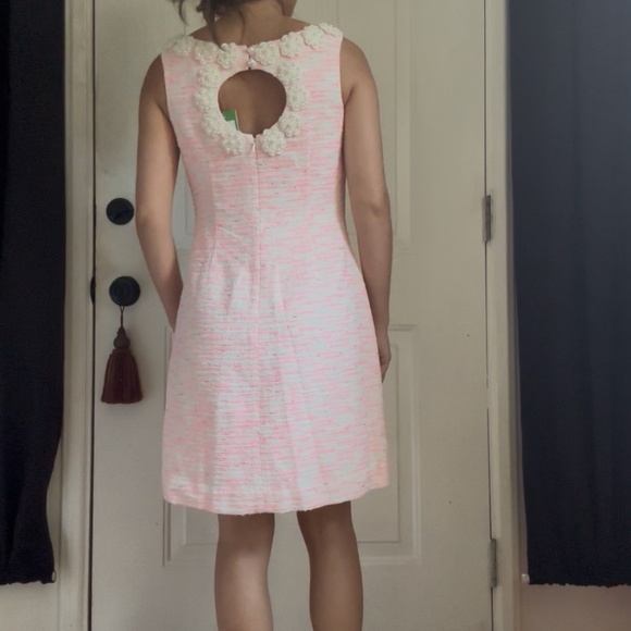Lilly Pulitzer Pink and White Tweed Boucle and Pearl Nina Dress - Picture 8 of 14